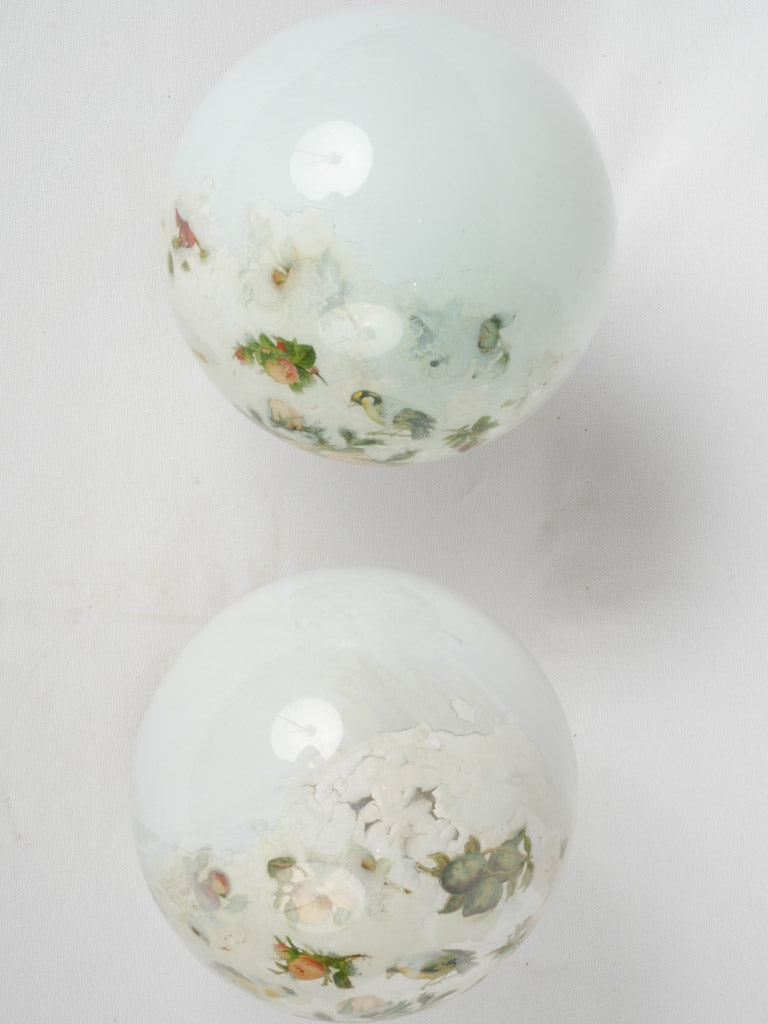 Vintage blown glass wig display pedestals