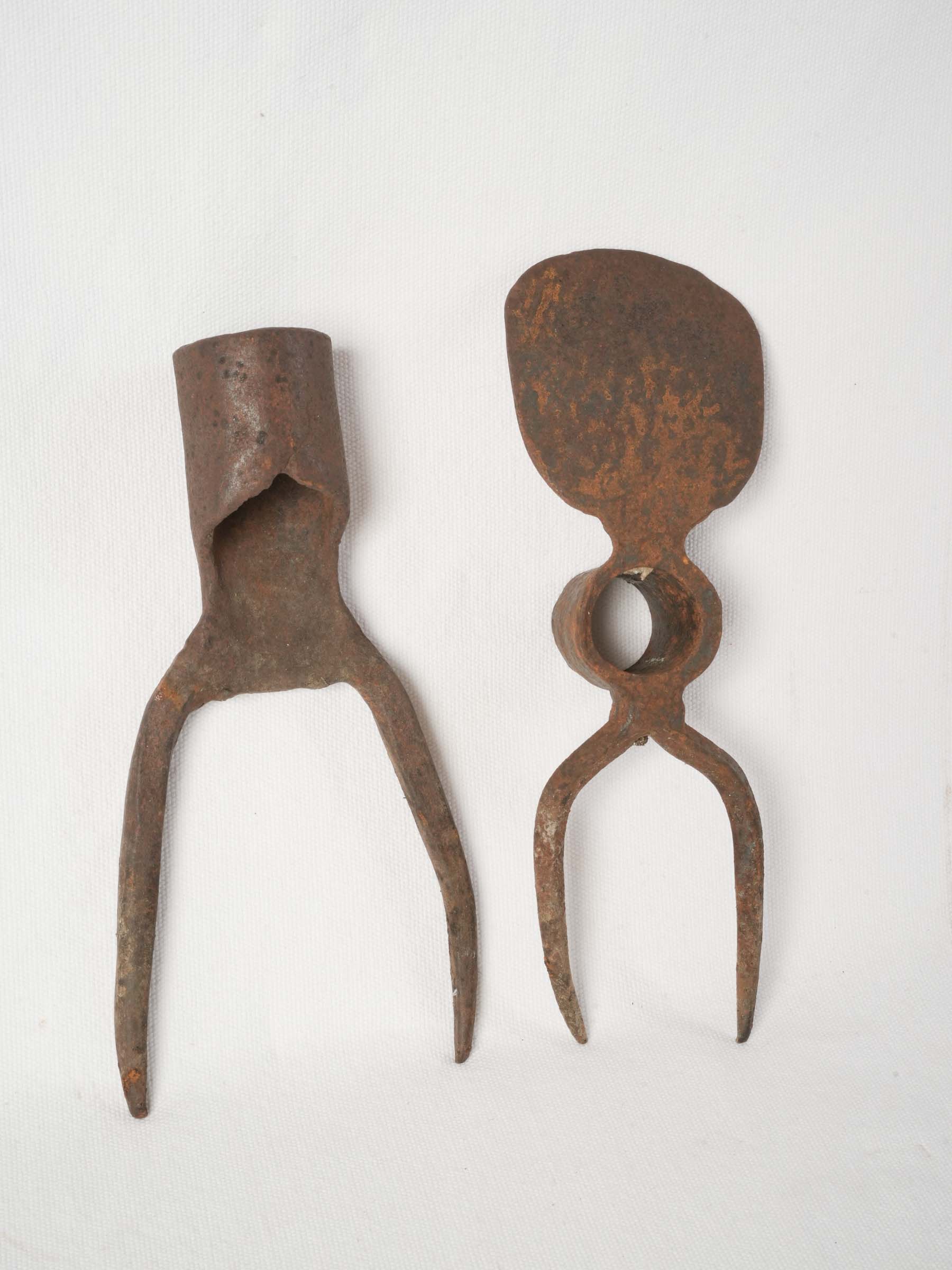 Pair of Antique Wrought Iron Garden Tool Heads from France