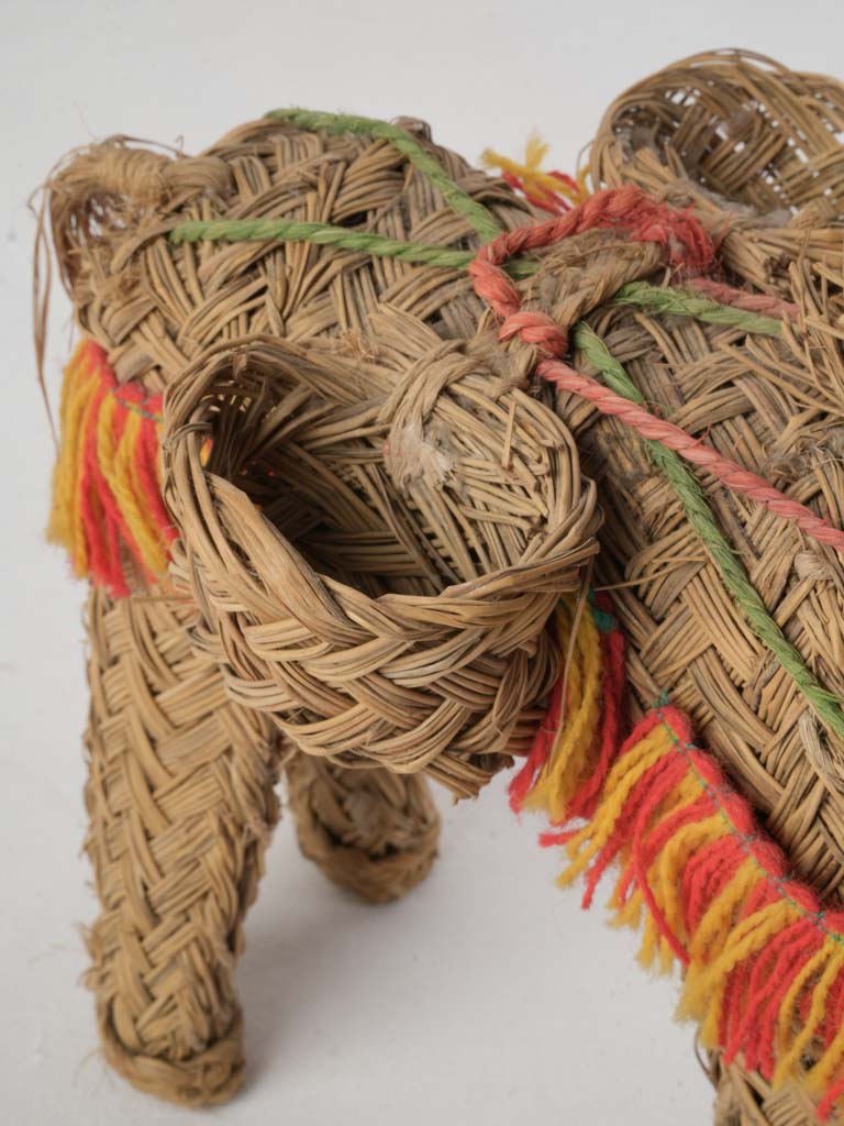 Petite artisan-crafted esparto donkey