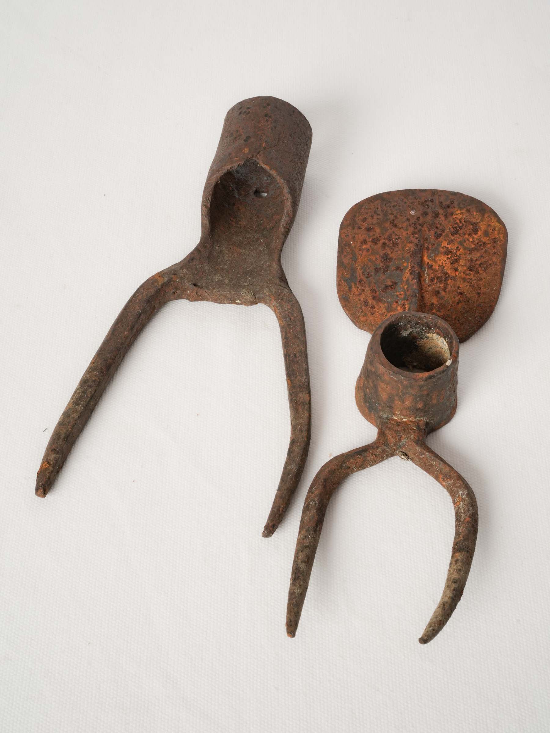 Pair of Antique Wrought Iron Garden Tool Heads from France