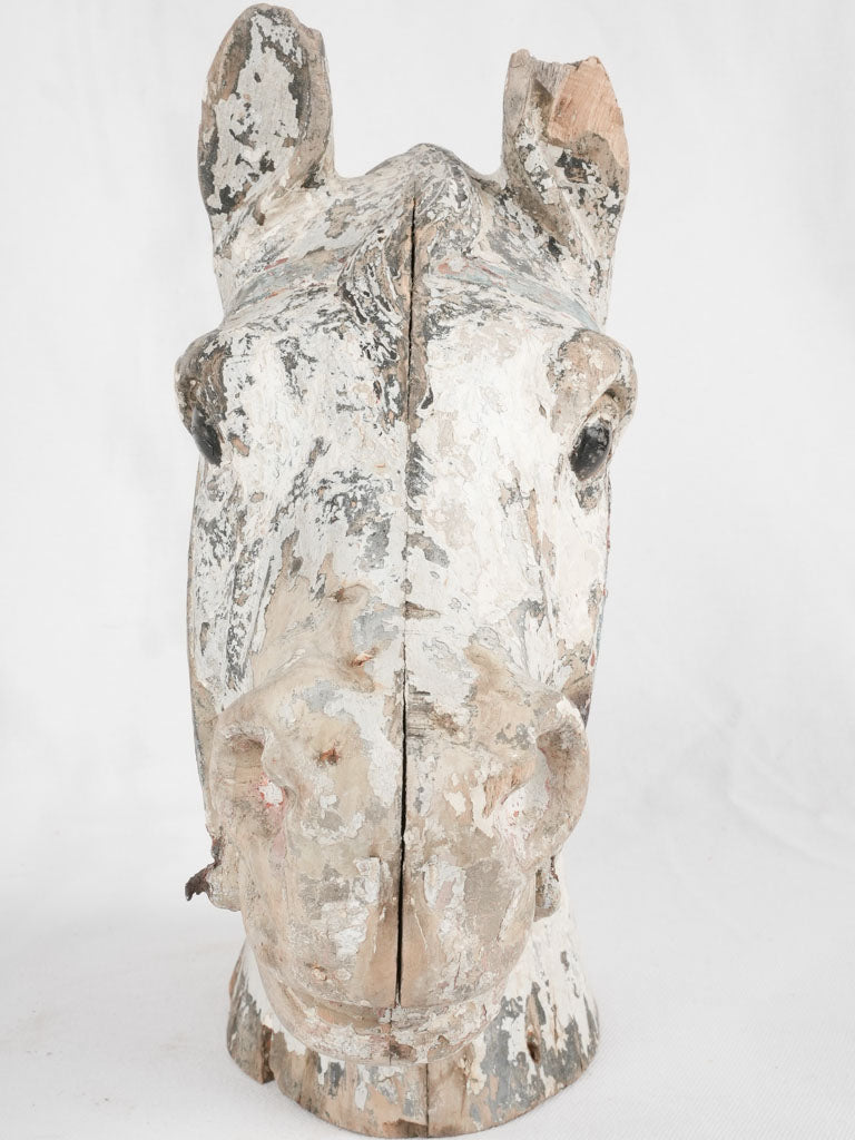 Antique French horse head sculpture - wooden 12½"