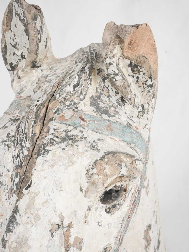 Antique French horse head sculpture - wooden 12½"
