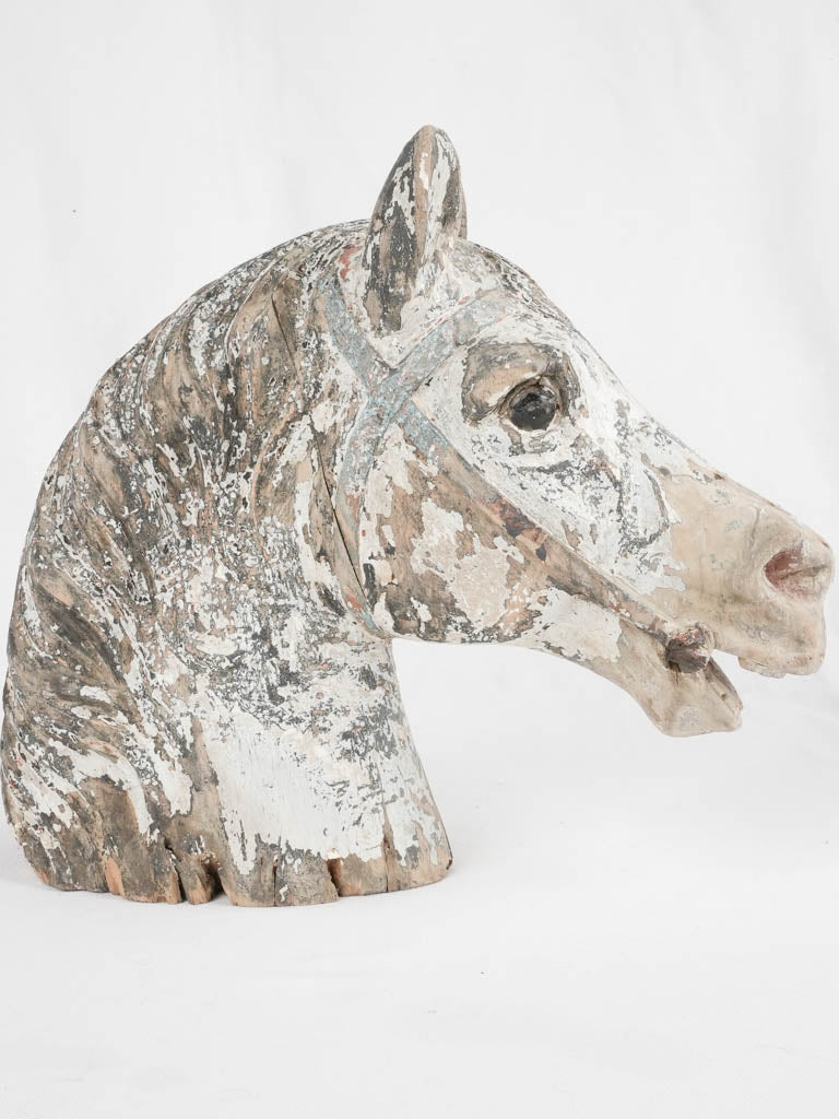 Antique French horse head sculpture - wooden 12½"