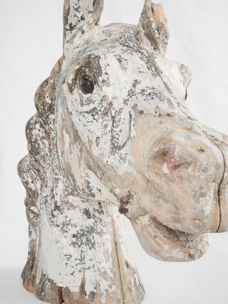 Antique French horse head sculpture - wooden 12½"