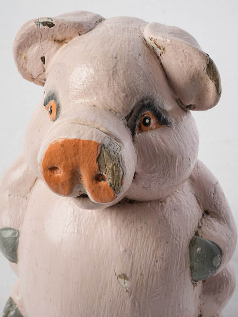Timeworn butcher shop pig mascot