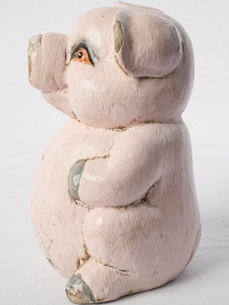 Felted blush wood piglet figurine