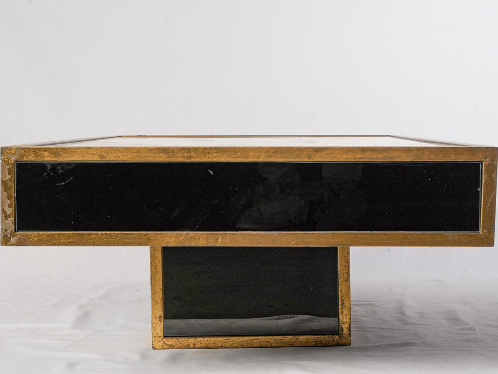 Reflective black glass table