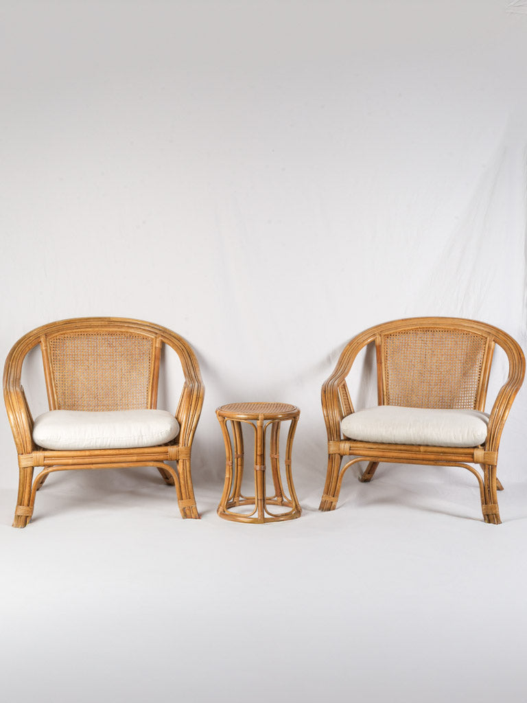 Vintage cane rattan armchairs set