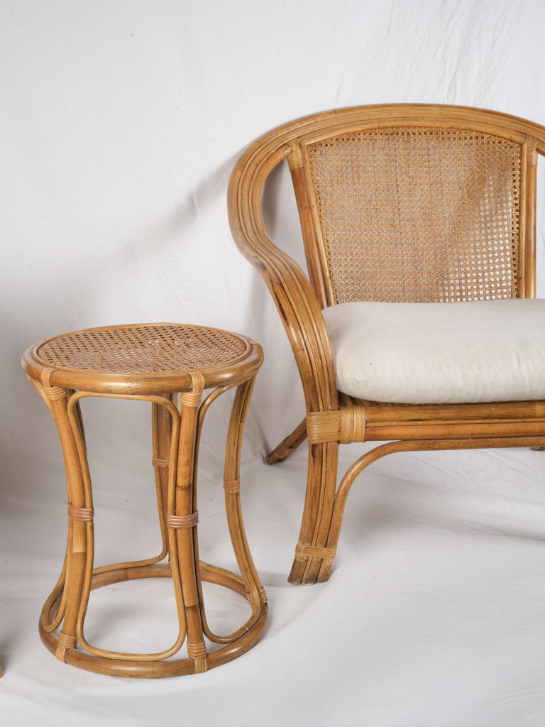 Artisanal woven rattan round table