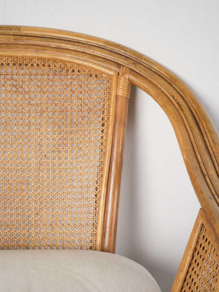 Off-white cushioned rattan chairs set