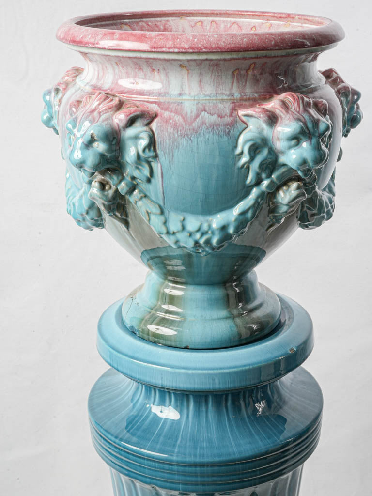 Poetic glaze ceramic cache pot