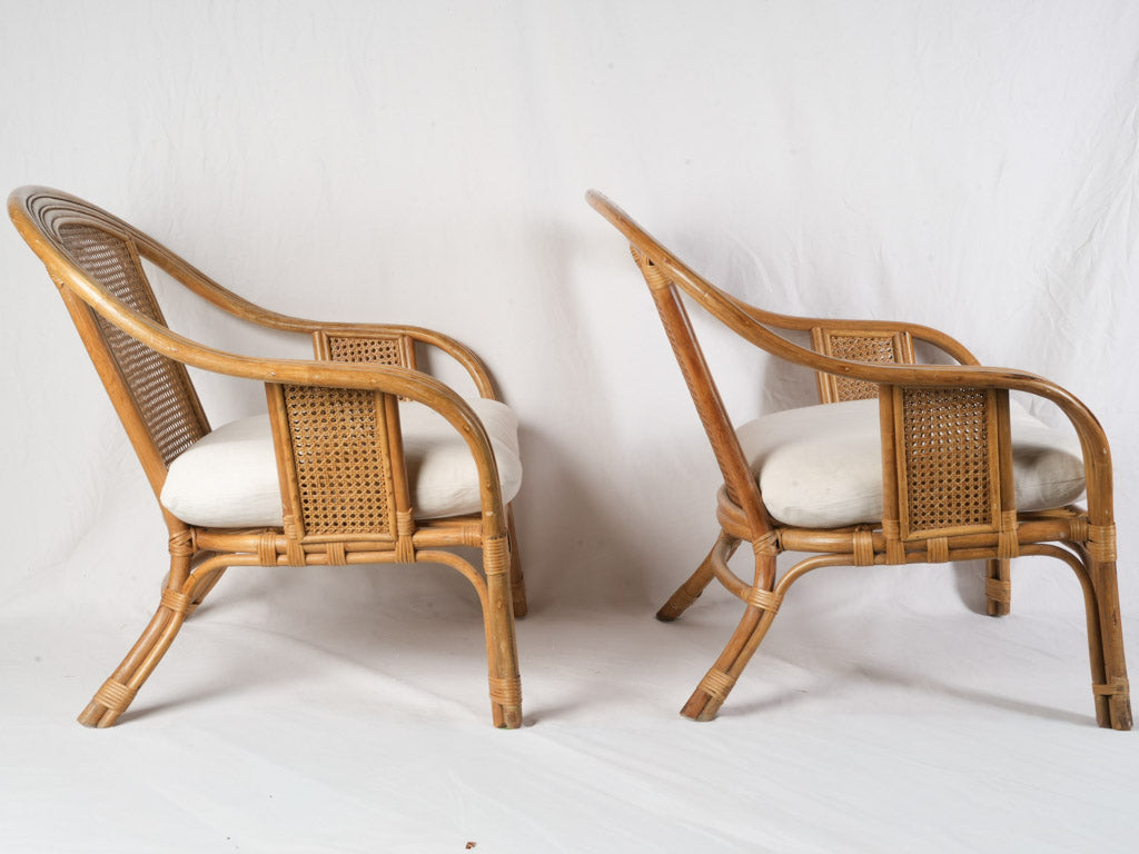 Artisanal mid-century resort armchairs