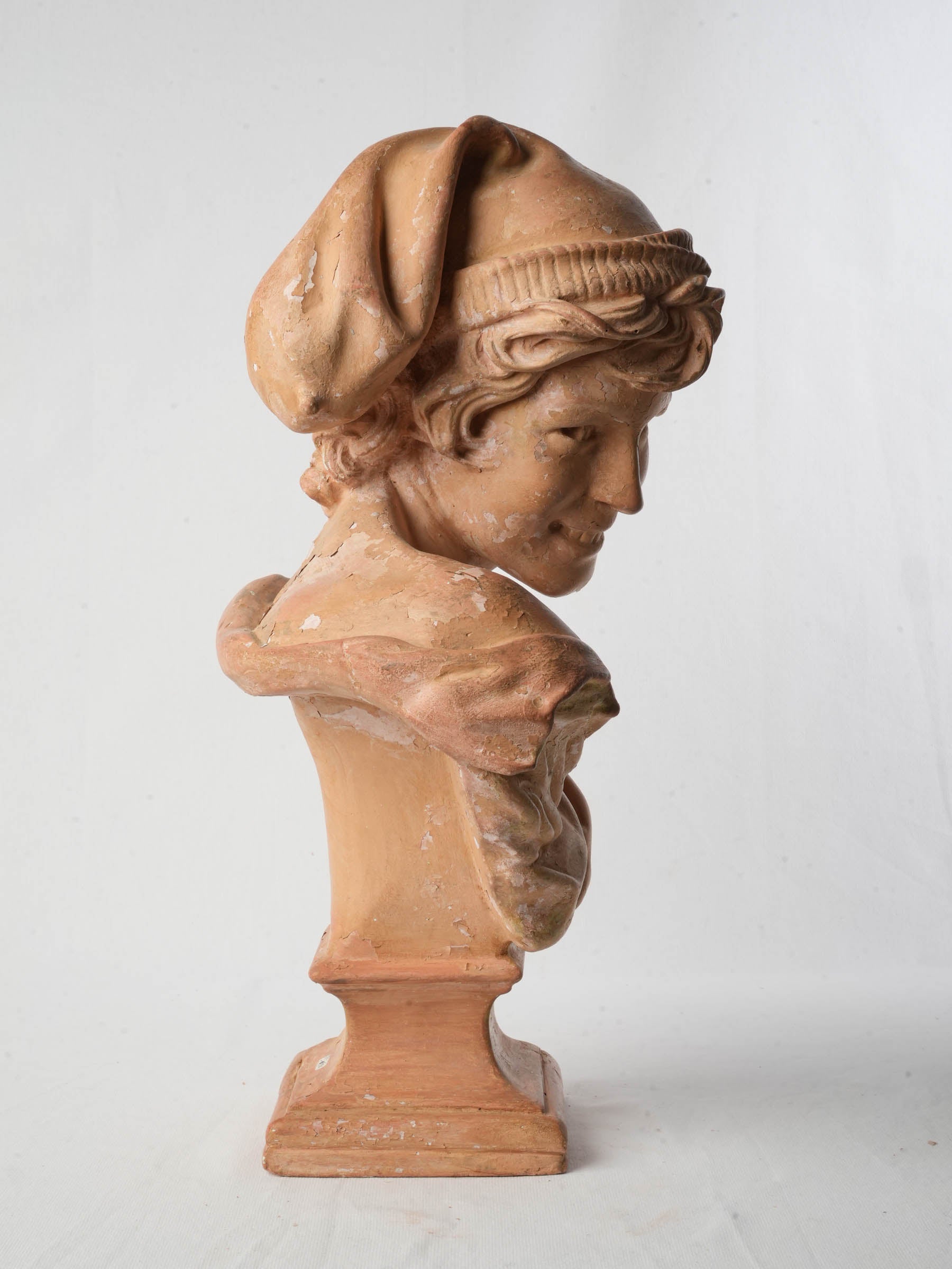 19th Century Terracotta-Patinated Plaster Bust After Carpeaux, The Neapolitan Laugher - 20½"