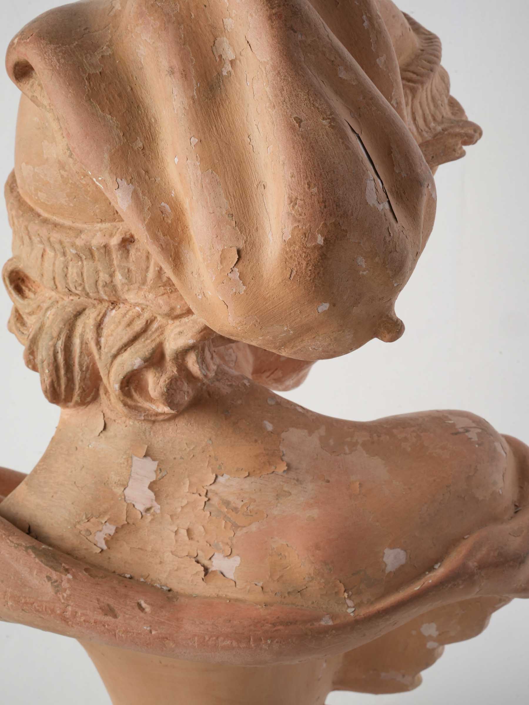 19th Century Terracotta-Patinated Plaster Bust After Carpeaux, The Neapolitan Laugher - 20½"