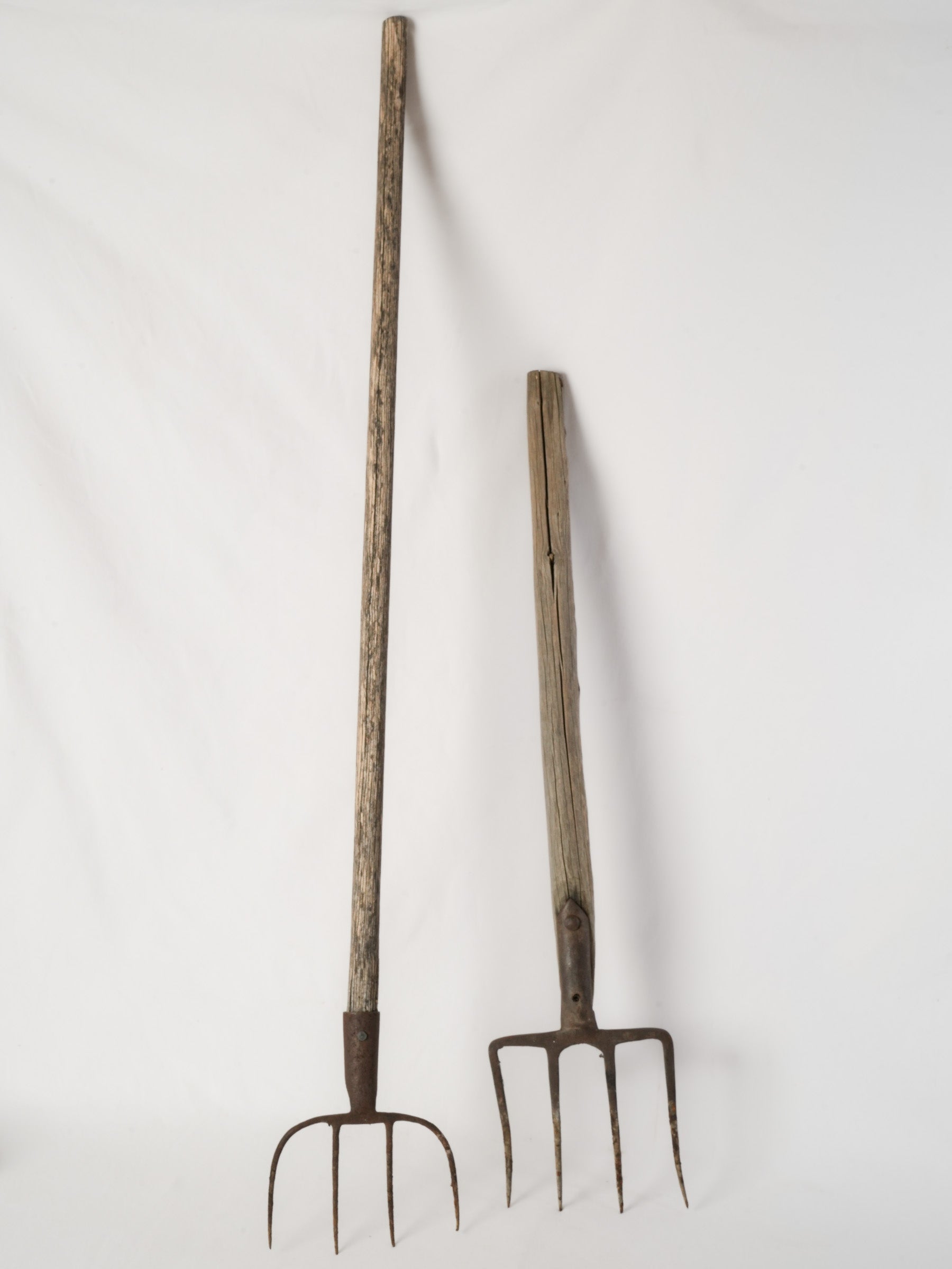 Pair of Antique French Hand-Forged Pitchforks