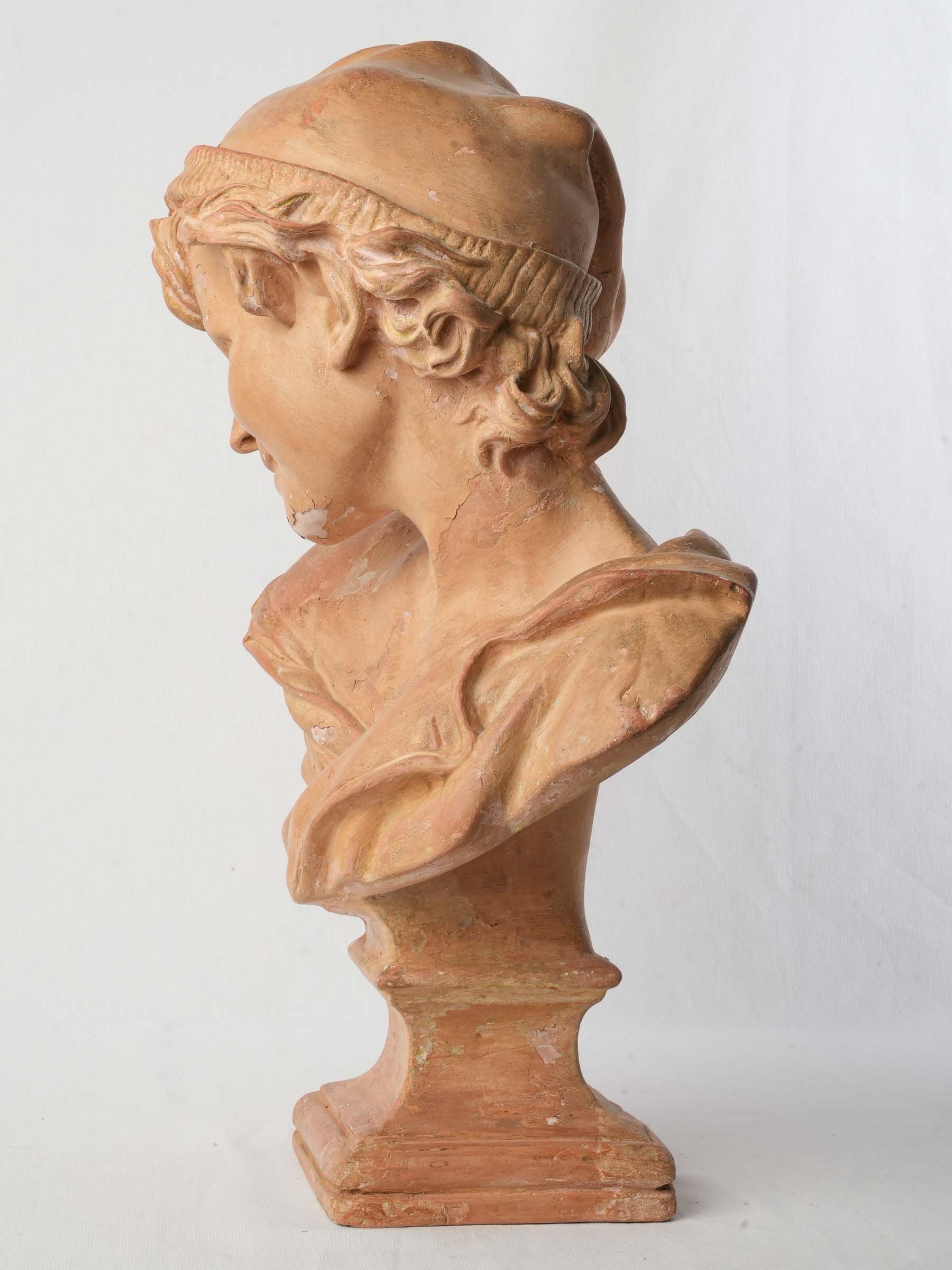 19th Century Terracotta-Patinated Plaster Bust After Carpeaux, The Neapolitan Laugher - 20½"
