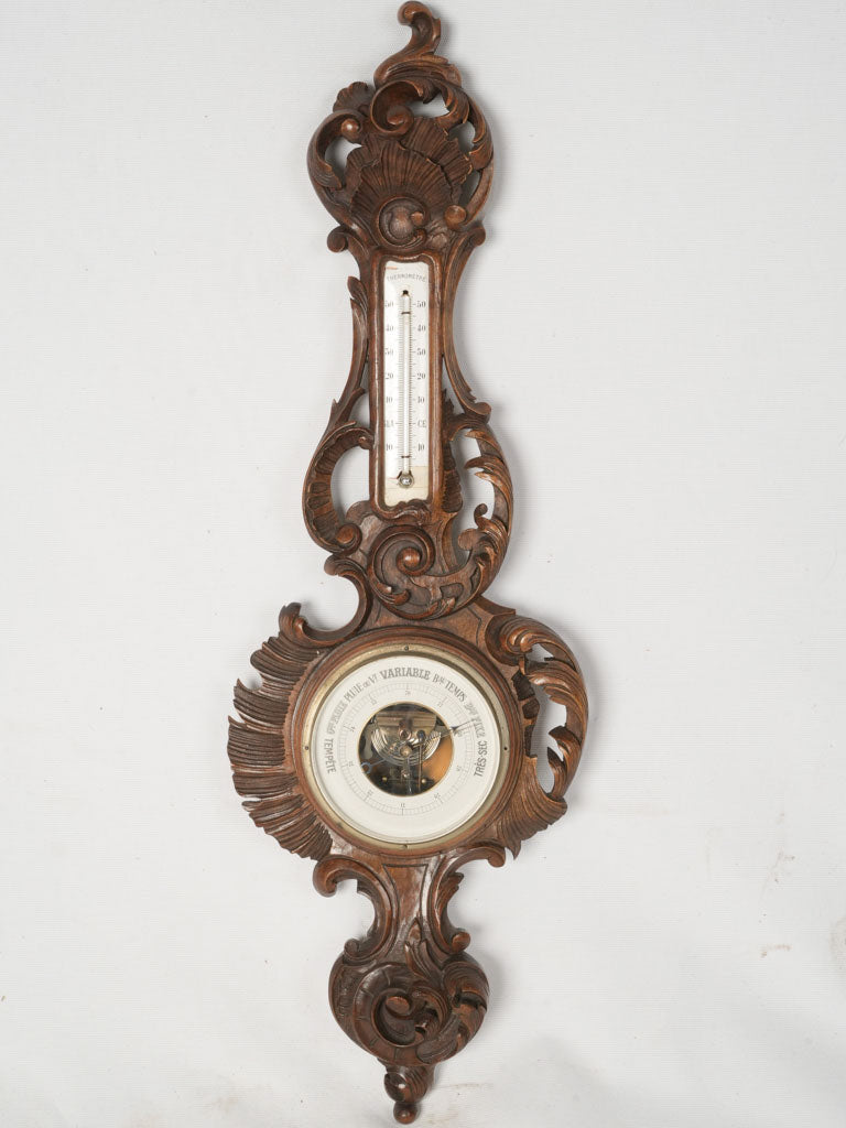 Antique French Louis XV walnut barometer