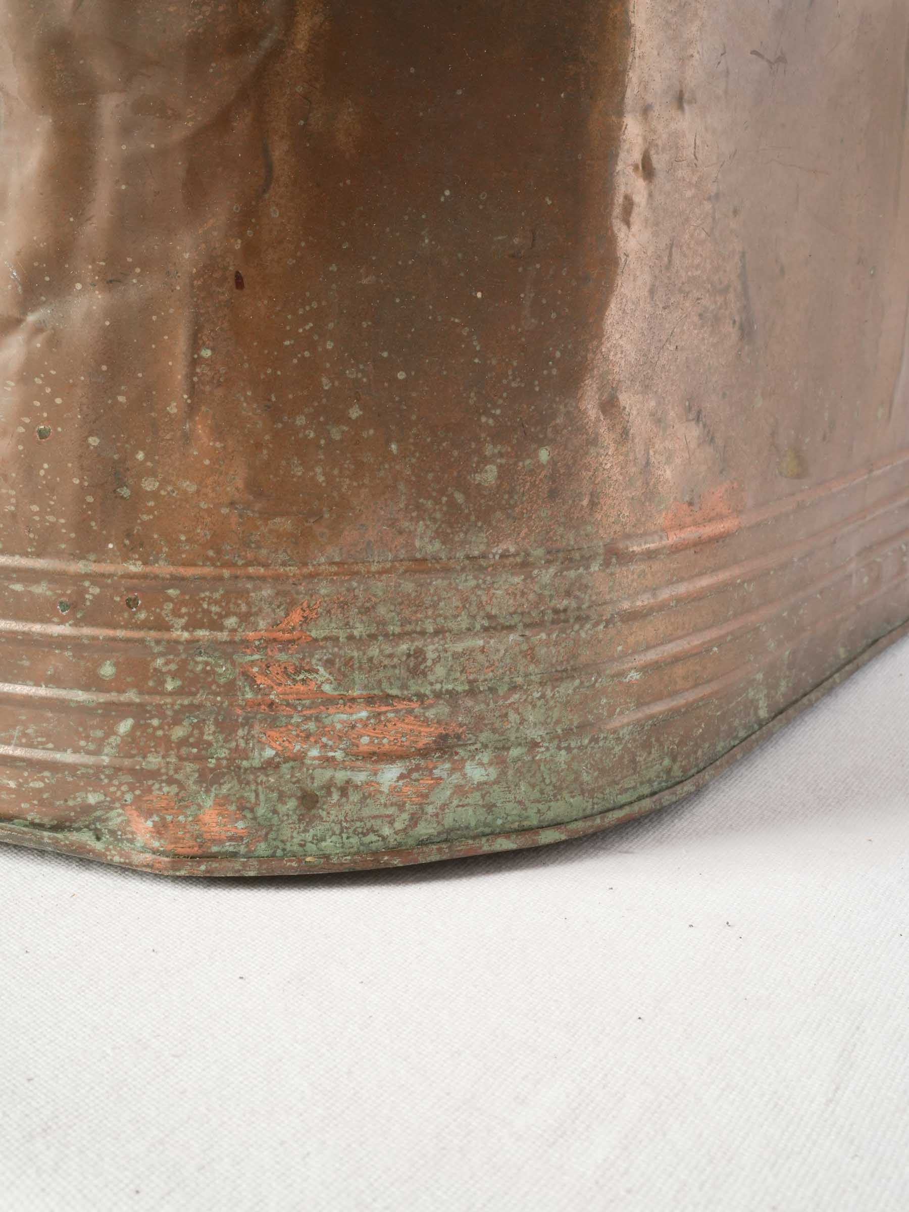 Antique Oval Copper Tub With Wooden Handles from Wisconsin 27¼"