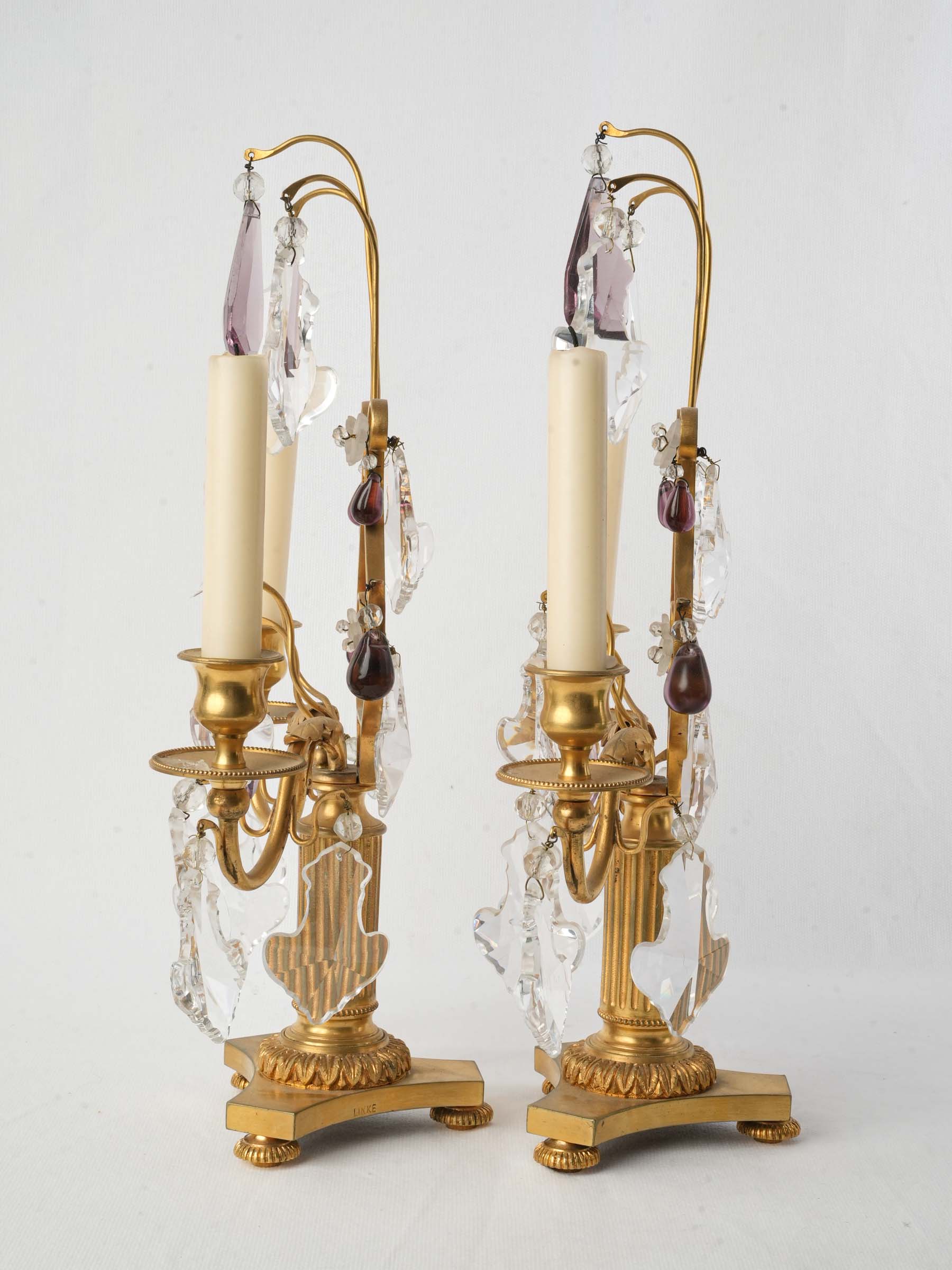 Ornate 20th-century lyre lamps