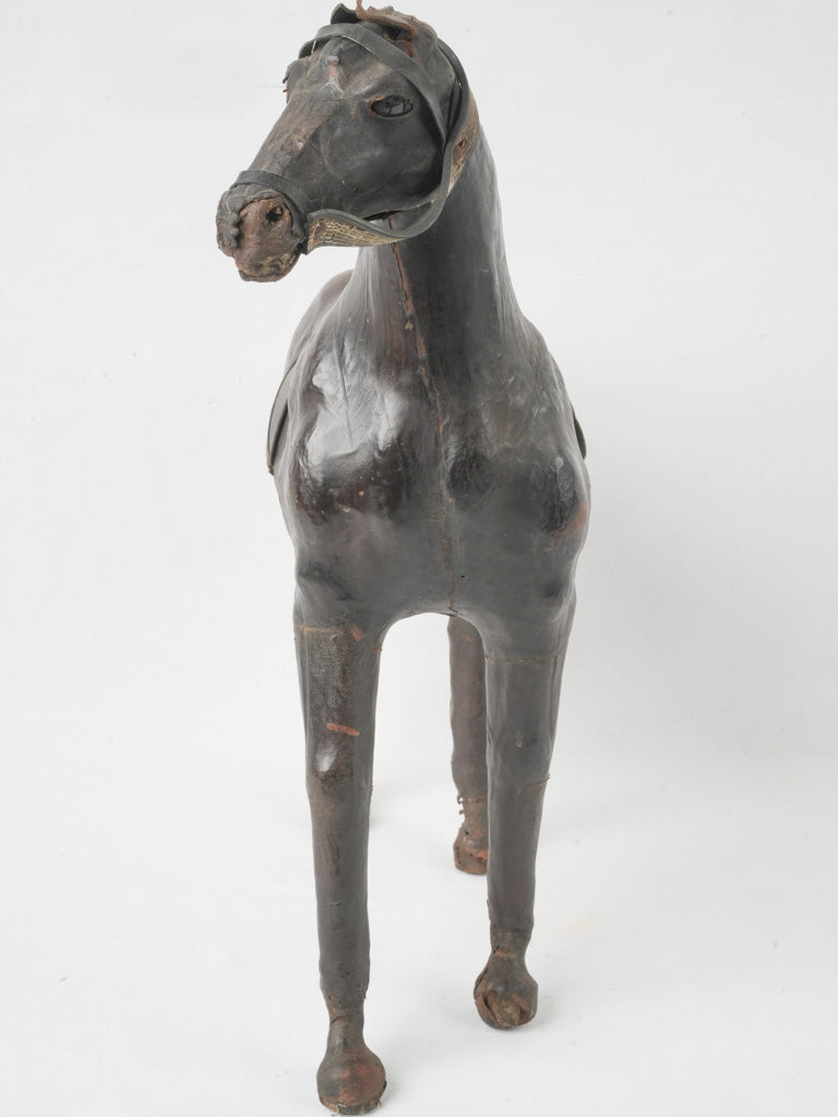 Dark leather vintage horse ornament
