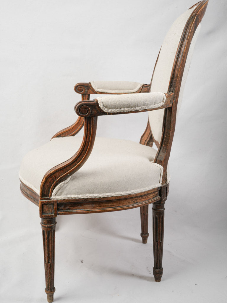 Authentic stamped beechwood fauteuil  