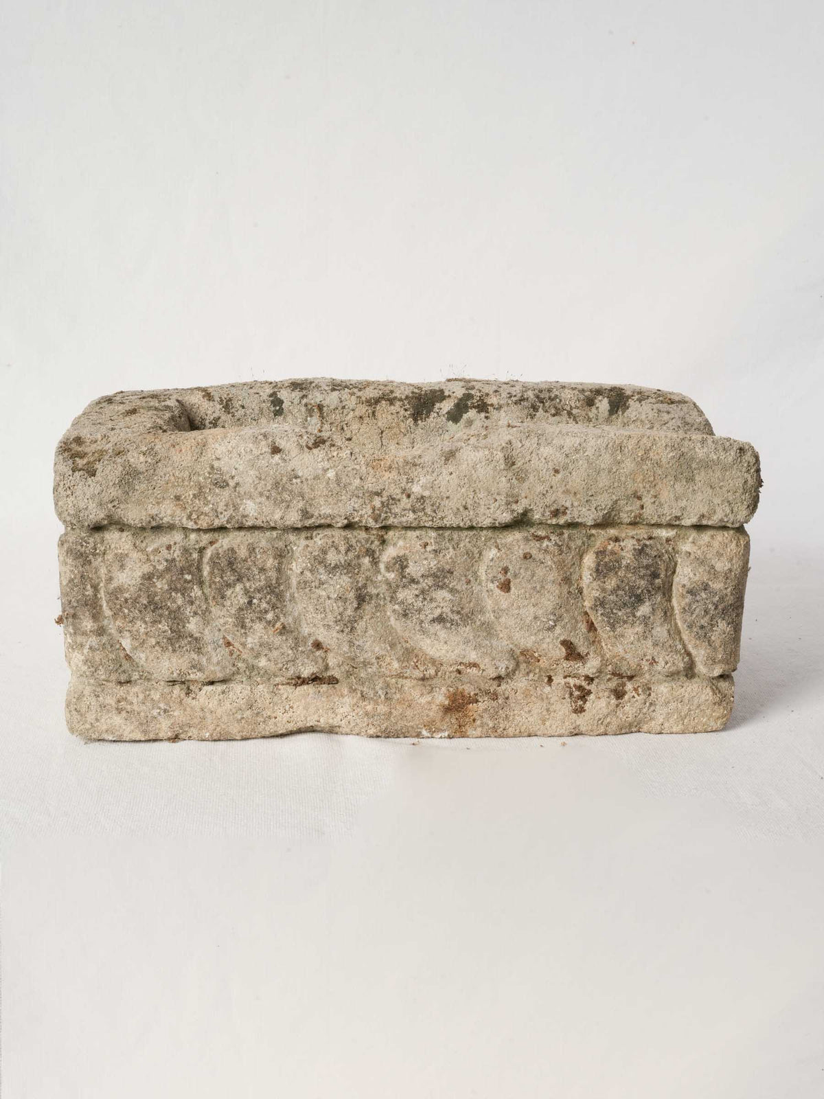 Provençal Limestone Planter w/ Carved Scroll Motif 16½"
