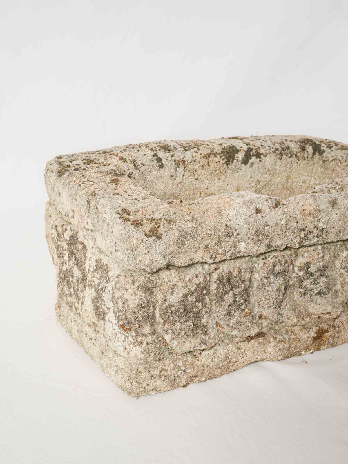 Provençal Limestone Planter w/ Carved Scroll Motif 16½"