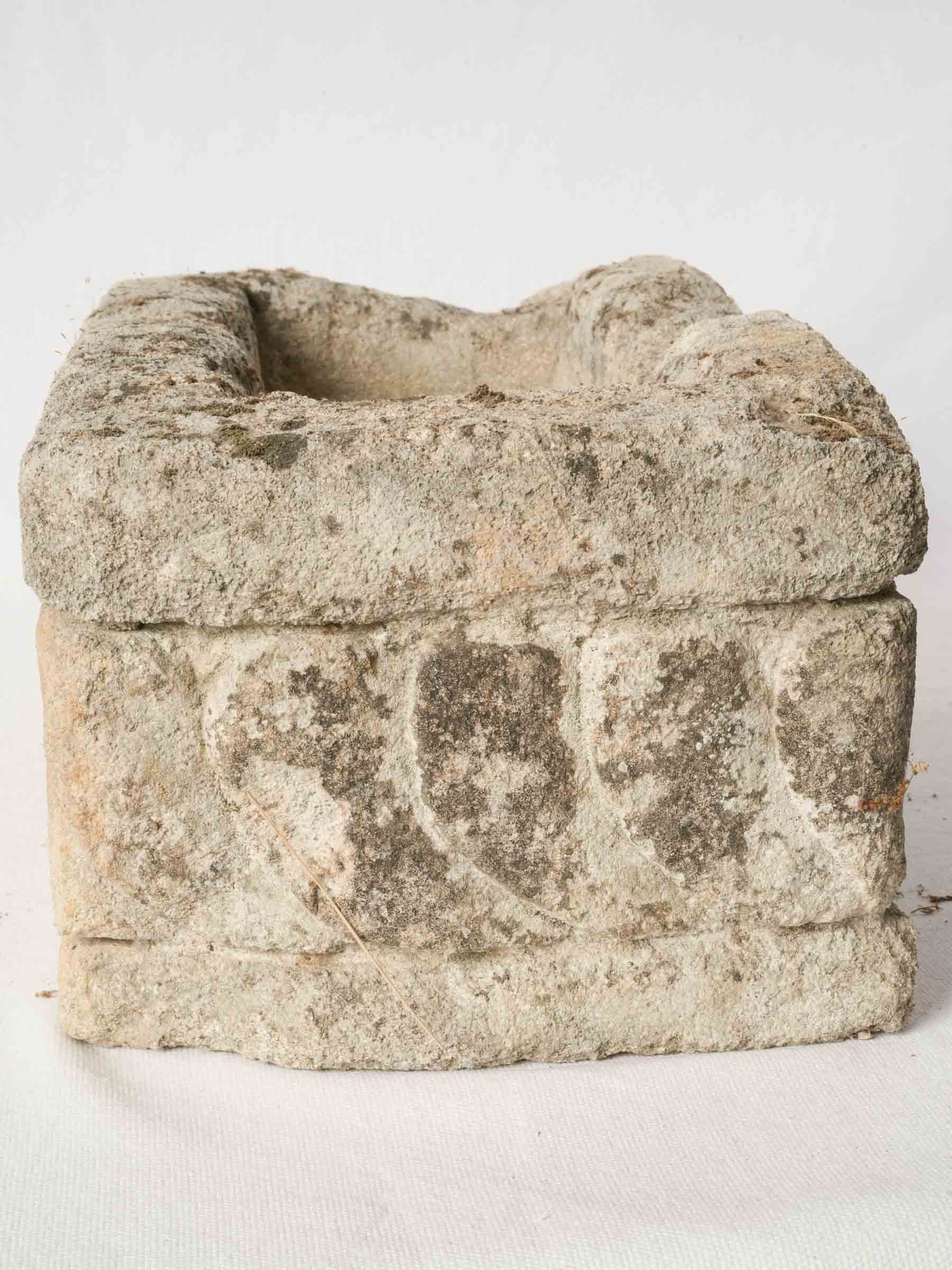 Provençal Limestone Planter w/ Carved Scroll Motif 16½"