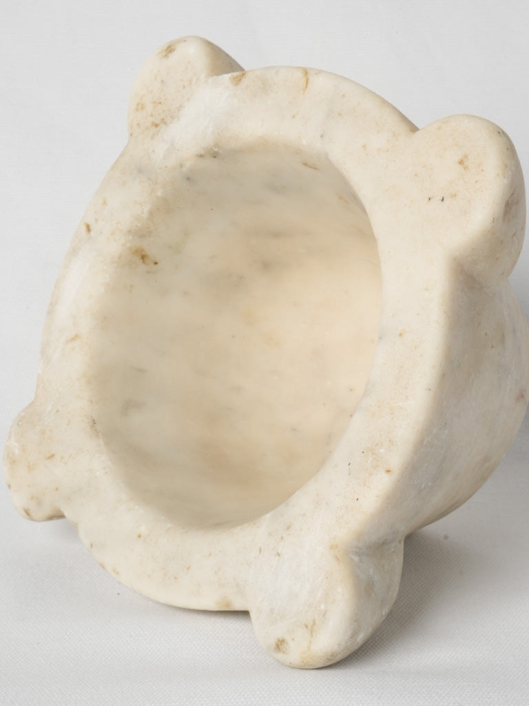 Decorative antique Carrara marble mortar