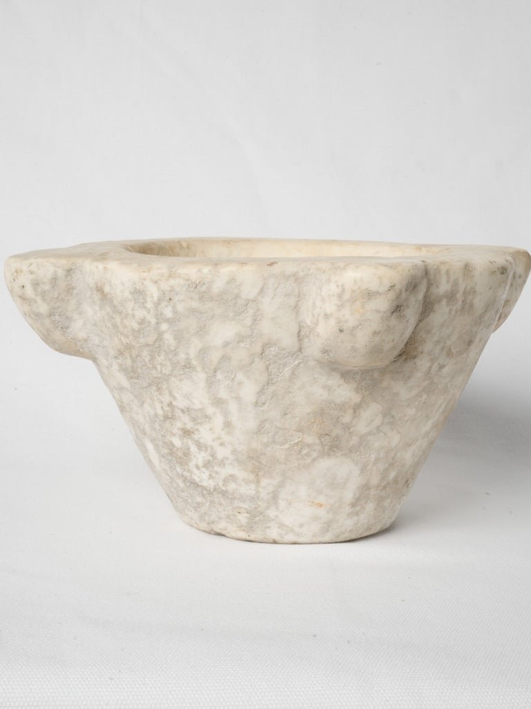 Antique French white marble kitchen mortar