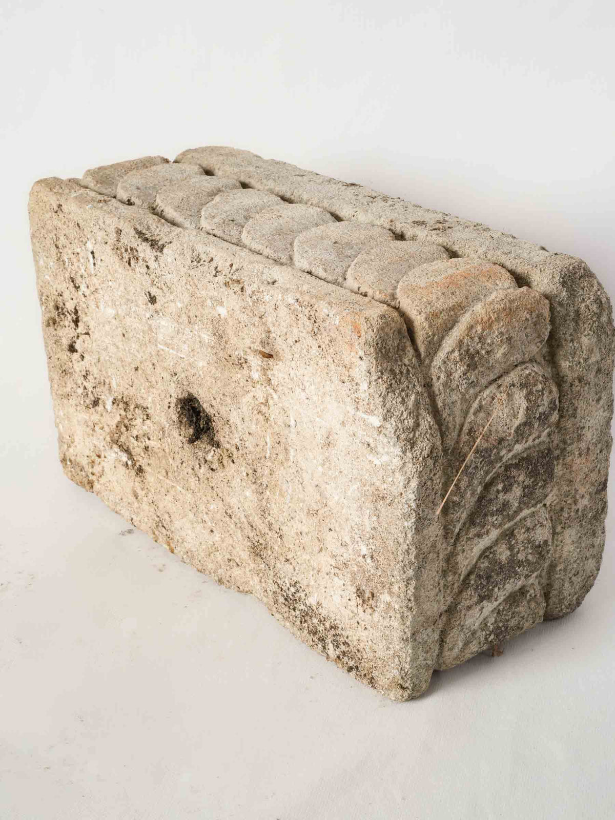 Provençal Limestone Planter w/ Carved Scroll Motif 16½"