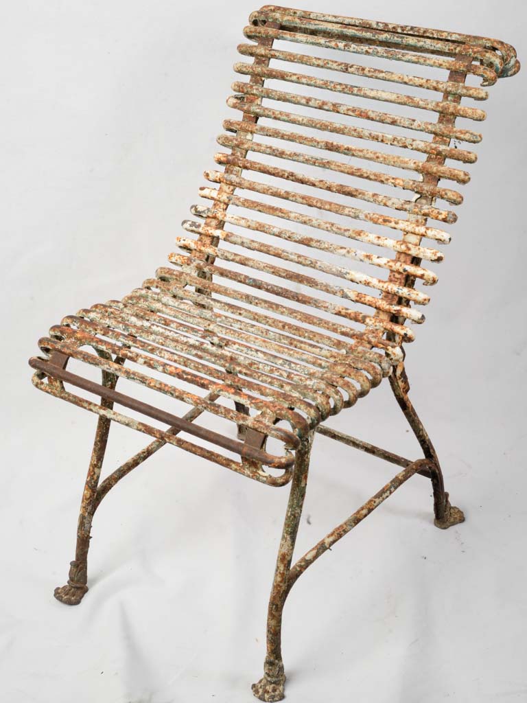 Distressed patina iron seat