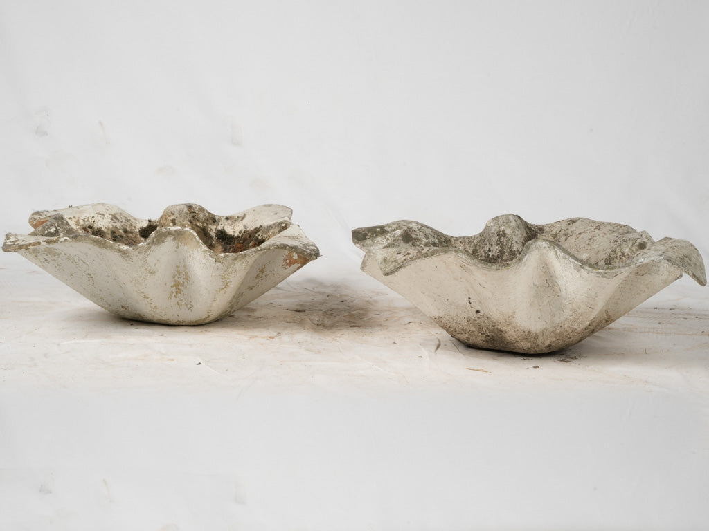 Durable sculptural mid-century fiber cement planters