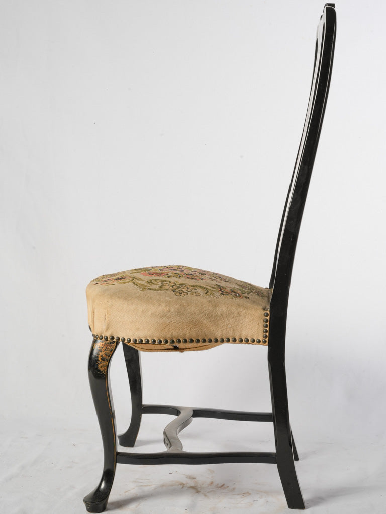 Pierced backrest gilded dining chairs