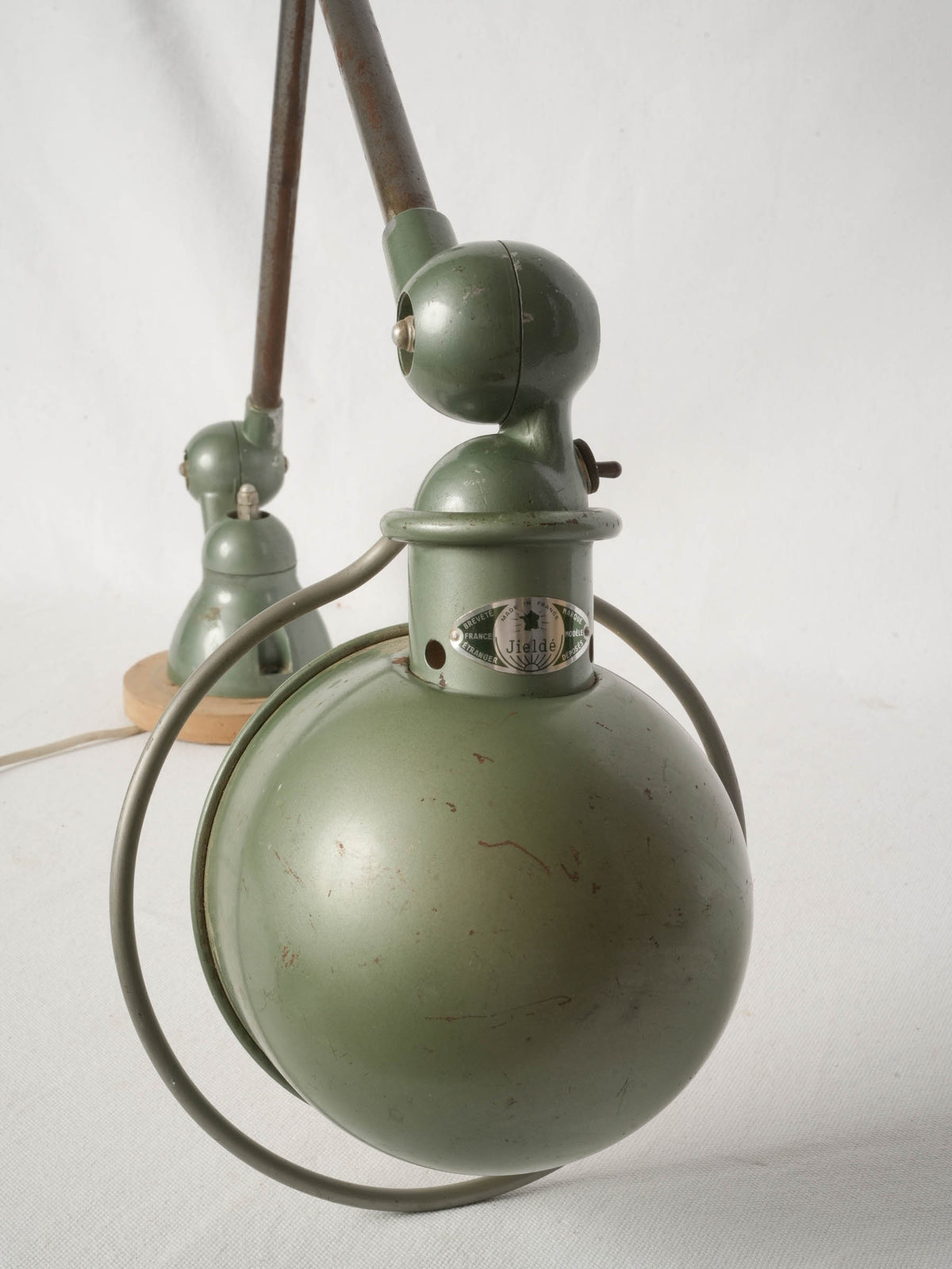 Vintage French Jieldé Articulated Industrial Lamp Sage Green