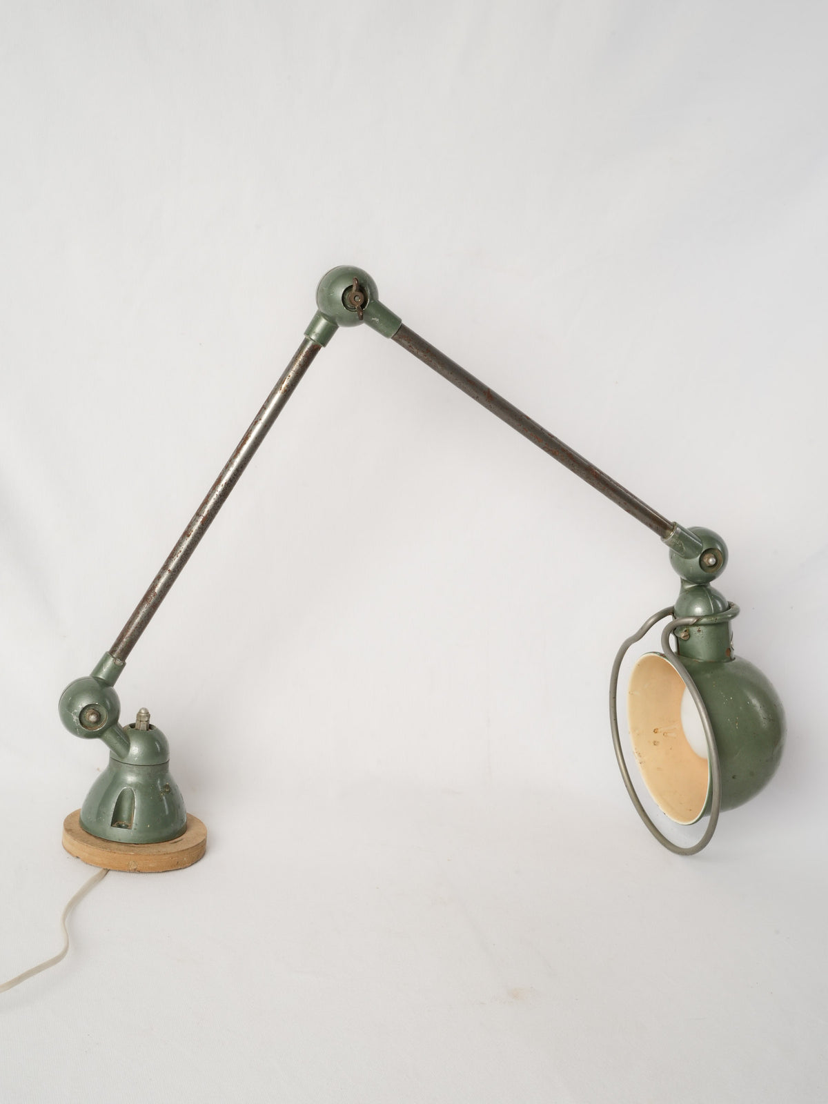 Vintage French Jieldé Articulated Industrial Lamp Sage Green