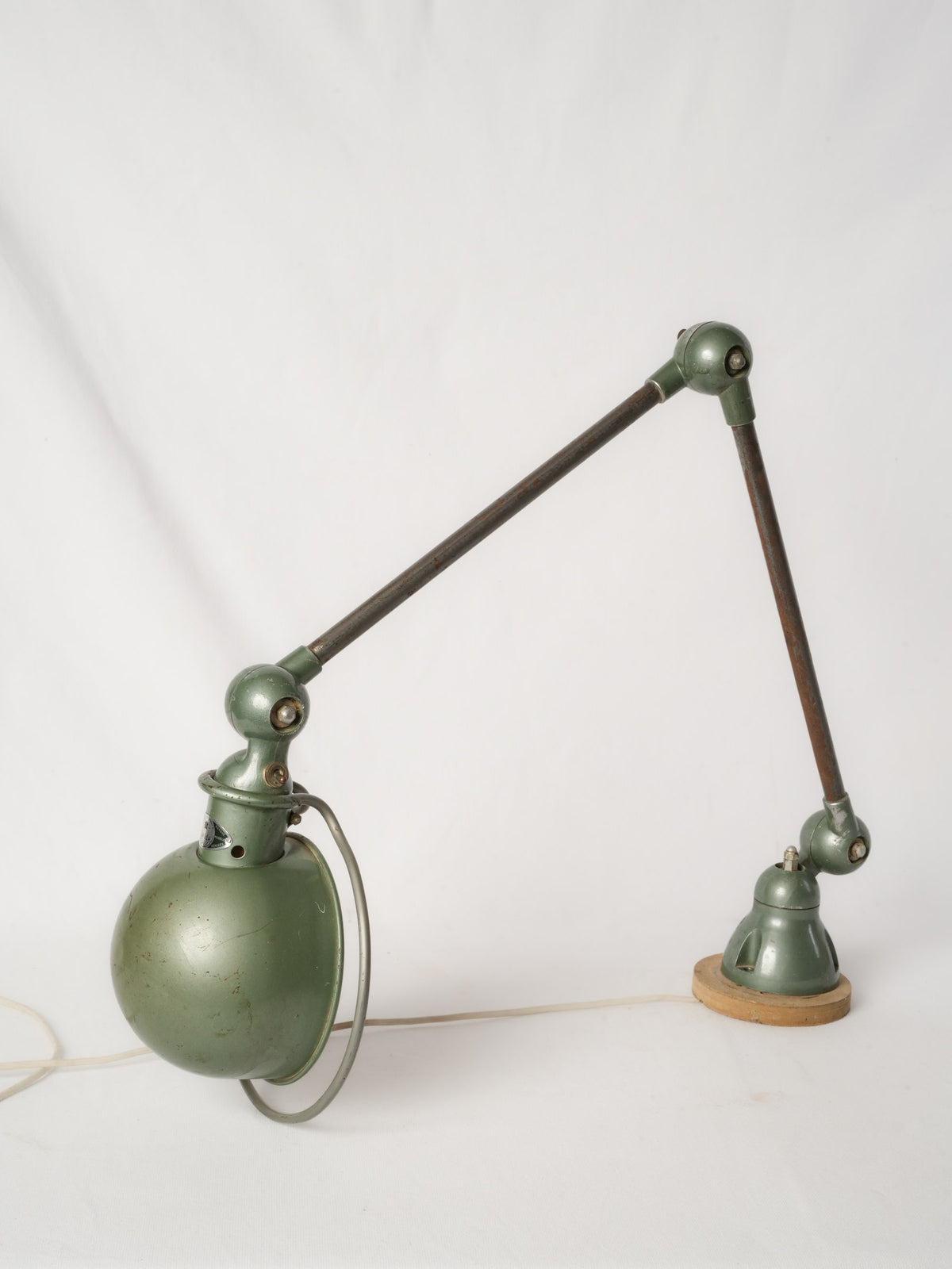 Vintage French Jieldé Articulated Industrial Lamp Sage Green