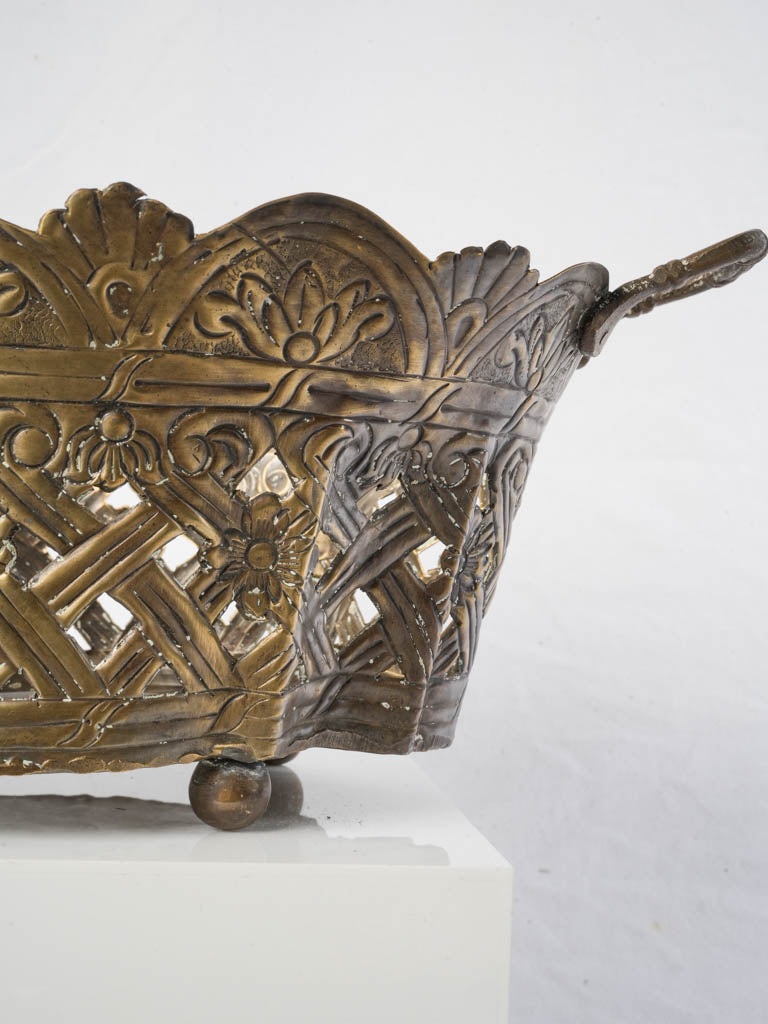 Vintage trellis design brass baskets