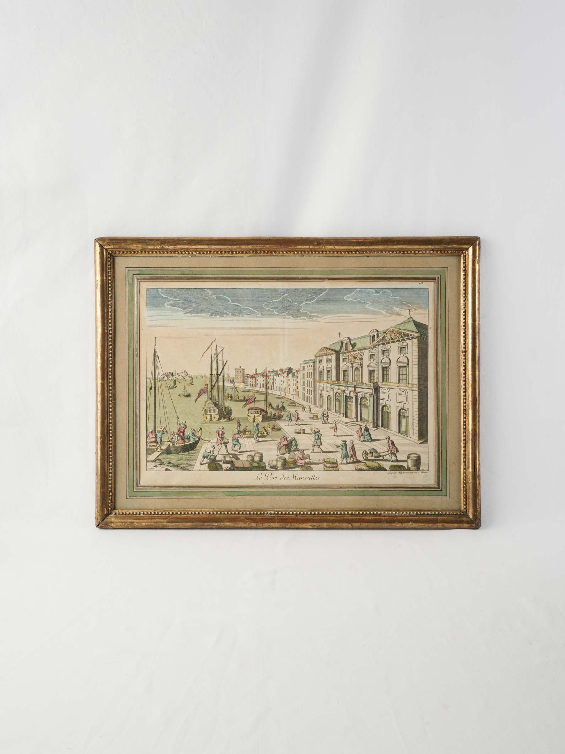 Antique vibrant engraving print