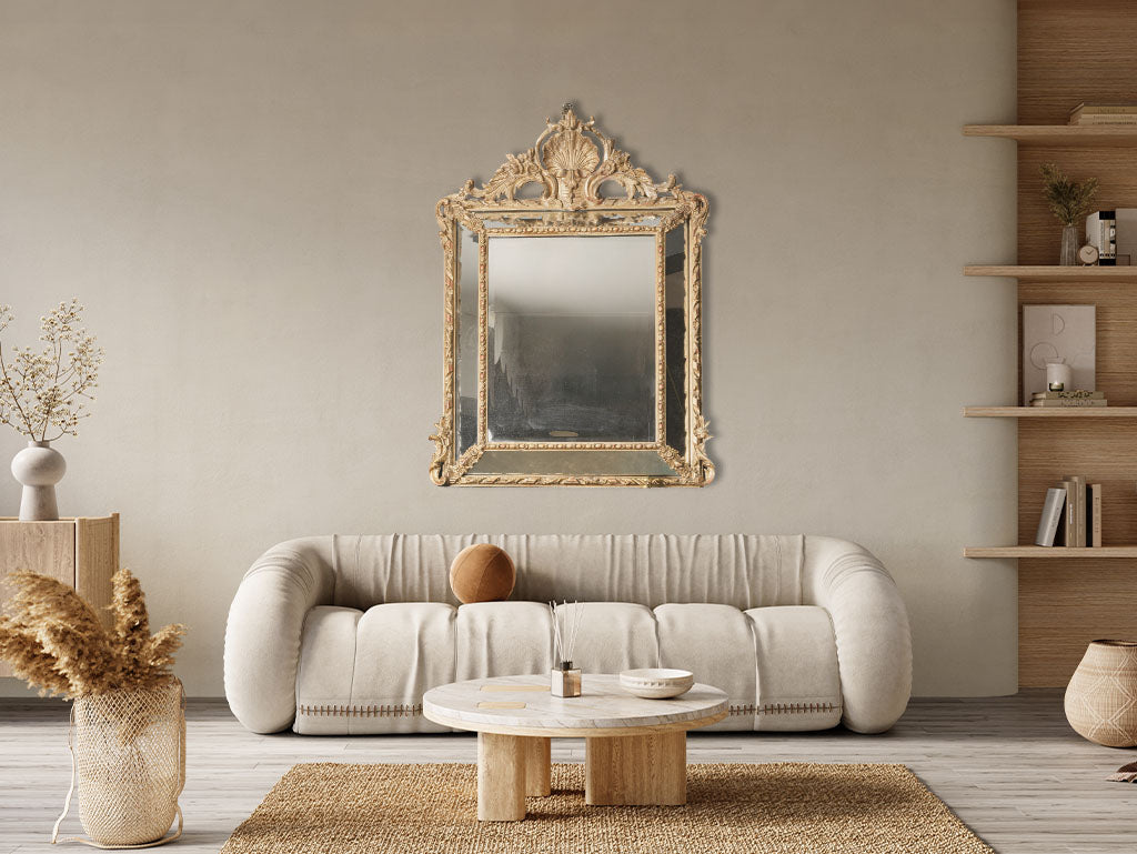 19th-century ornate mirror shell motif