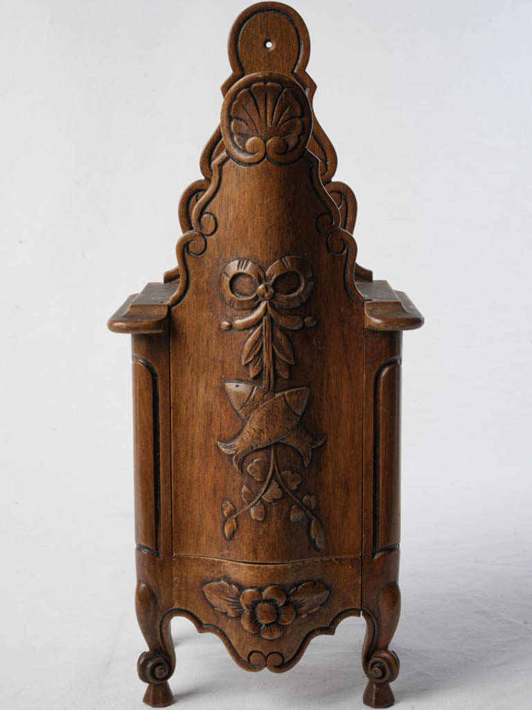 Hand-carved walnut storage box