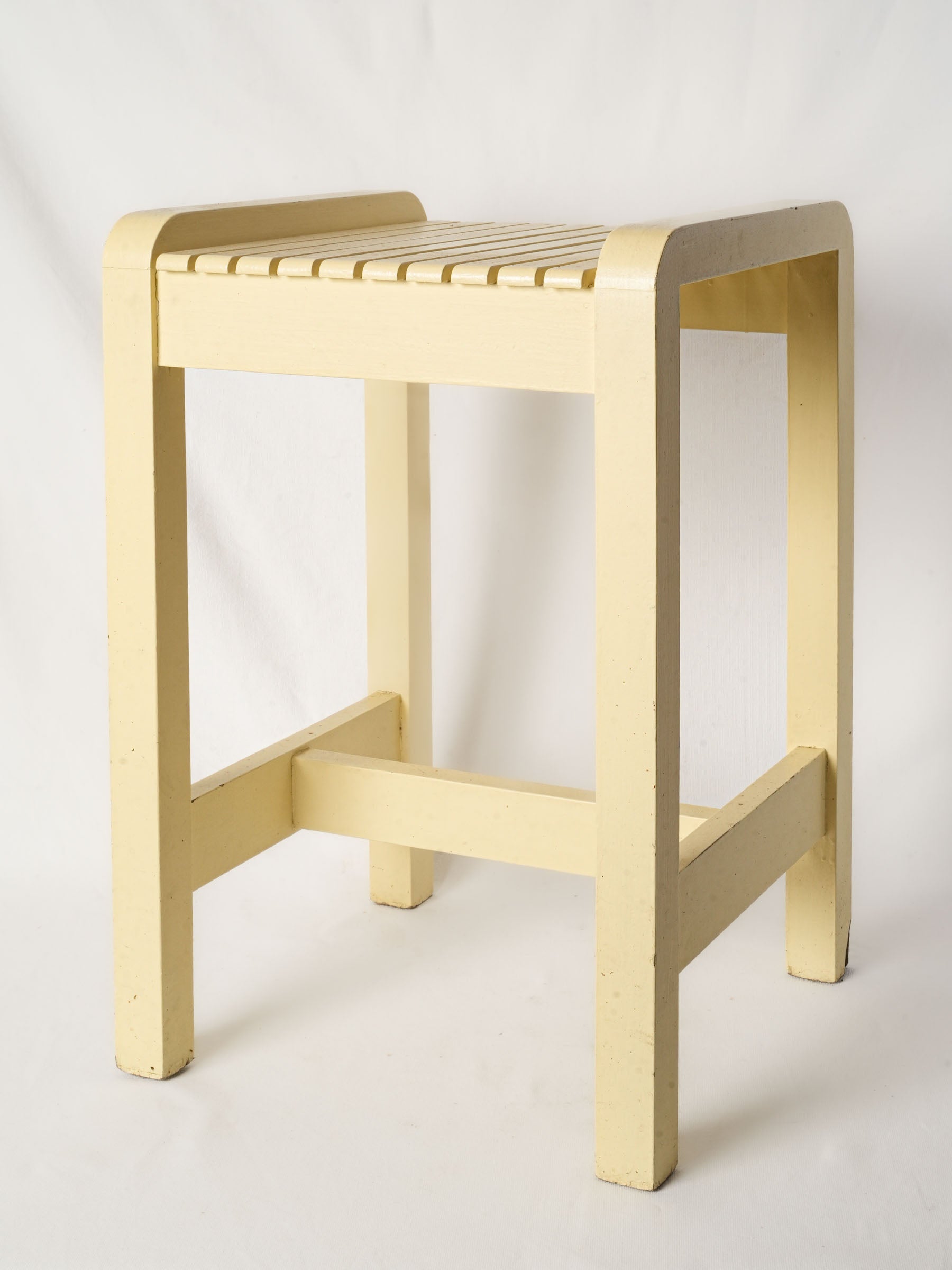 Set of Four Custom Provençal Yellow Wooden Bar Stools