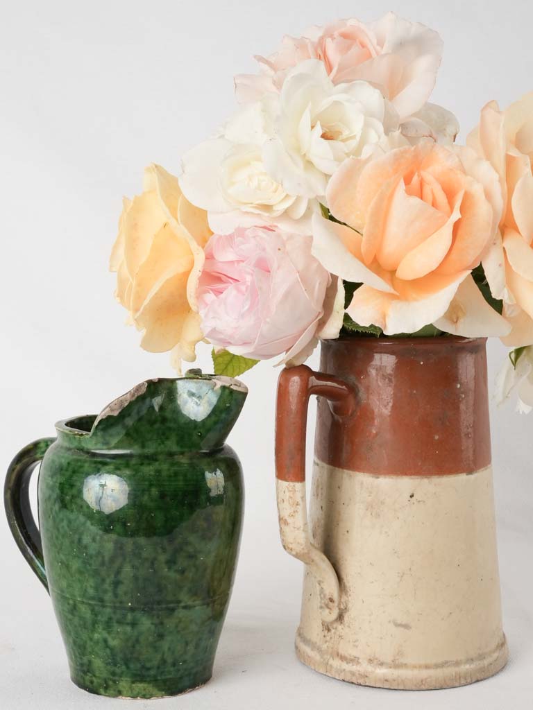 RESERVED CS Vintage water pitcher Vallauris - dark green 7"