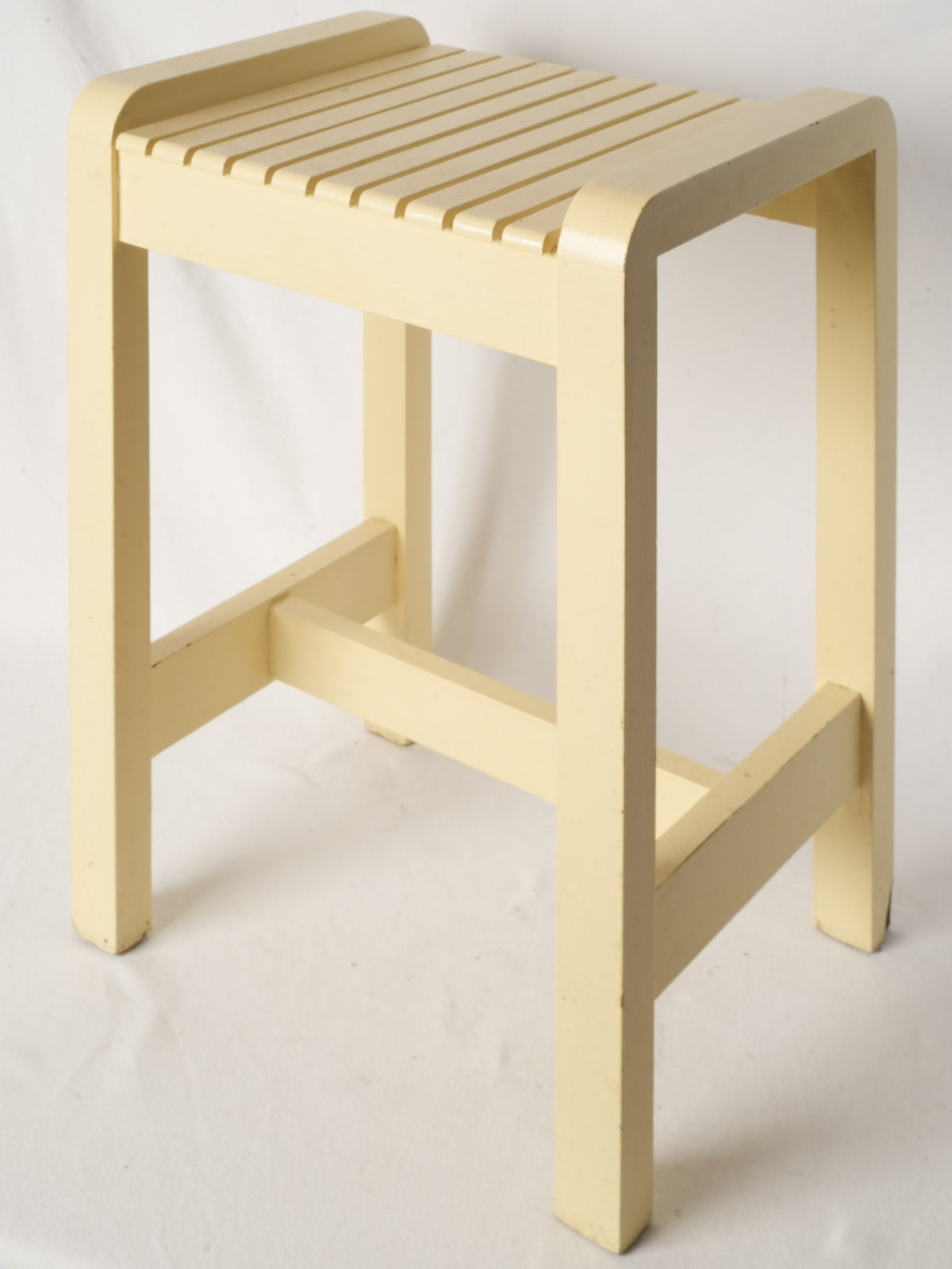 Set of Four Custom Provençal Yellow Wooden Bar Stools