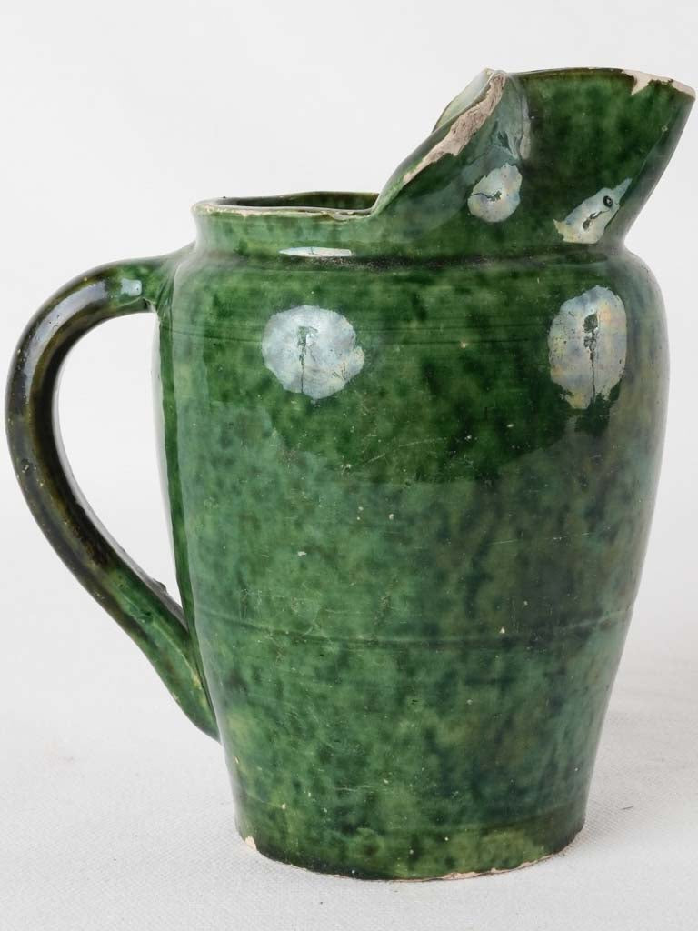 RESERVED CS Vintage water pitcher Vallauris - dark green 7"