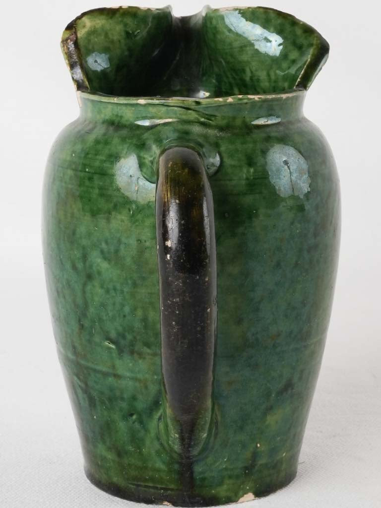RESERVED CS Vintage water pitcher Vallauris - dark green 7"