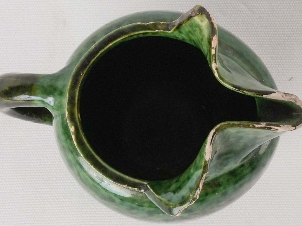 RESERVED CS Vintage water pitcher Vallauris - dark green 7"