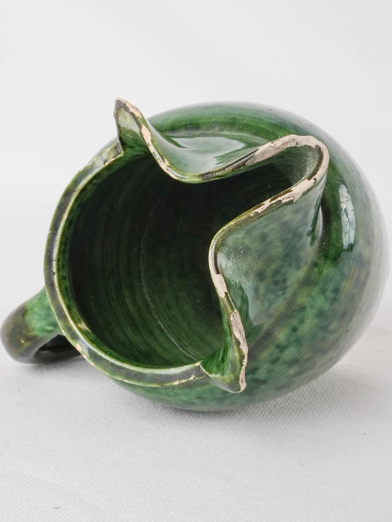 RESERVED CS Vintage water pitcher Vallauris - dark green 7"