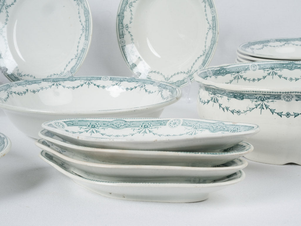 Elegant vintage green-blue floral place setting