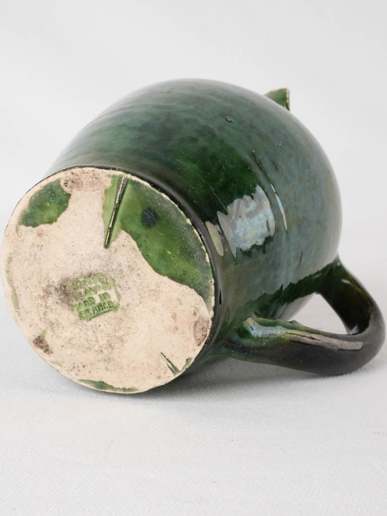 RESERVED CS Vintage water pitcher Vallauris - dark green 7"